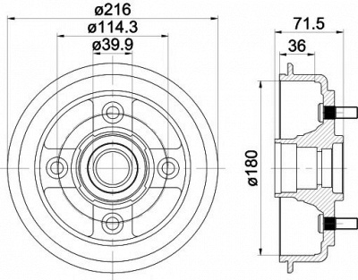 HELLA PAGID 8dt355300851 -  Тормозной барабан